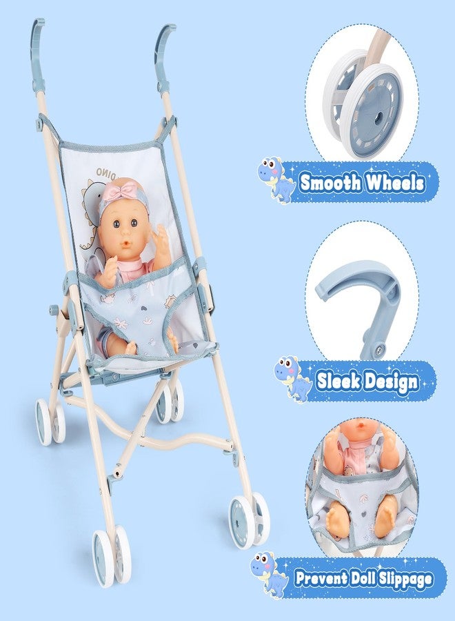 deAO Baby Doll Stroller Set 12" Baby Doll with Accessories Crib Bed High Chair, Nursery Role Play Set Toys Storage Bag,Foldable Storller, Pretend Play Birthday Gifts for Toddler Girls Boys - Image 3